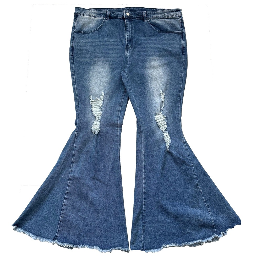Saint & Heart Flare High Rise Waist Bell Bottom Jean Women 3XL 34" Festival